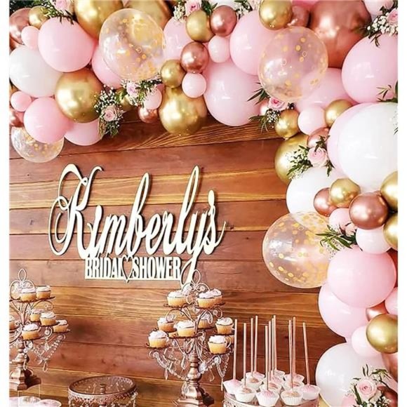 RoseGold PinkWhite Balloon GarlandArch 160PCS with Confetti Balloons Baby Shower - Picture 4 of 6